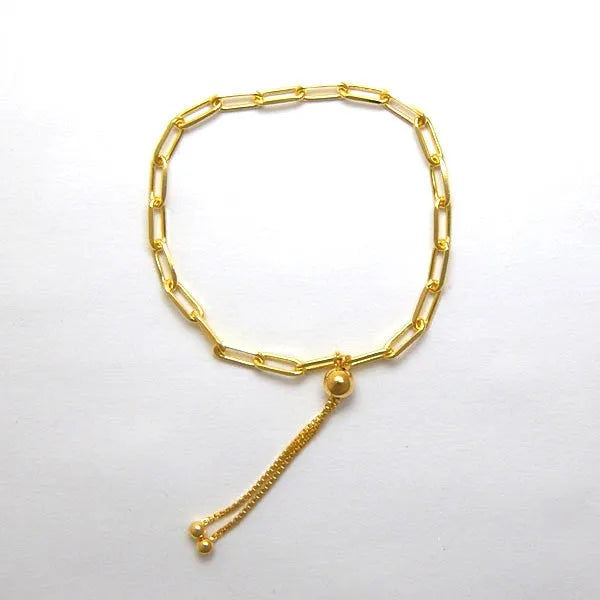 Yellow Plated Sterling Silver Paperclip Bracelet - Adjustable