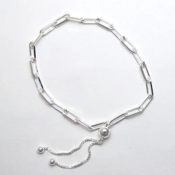 Sterling Silver Paperclip Bracelet - Adjustable