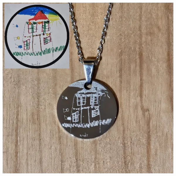 Laser Engraved Family Jewelry - Necklace and Key Tag